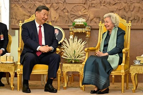 習近平會見柬埔寨太后莫尼列